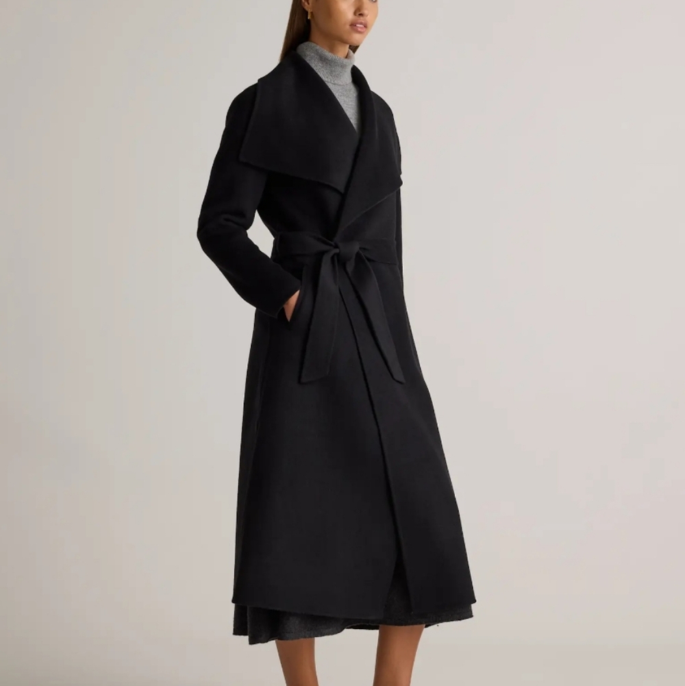 Quince Double-Faced Merino Wool Draped Collar Wrap Coat - NWOT - Picture 3 of 15